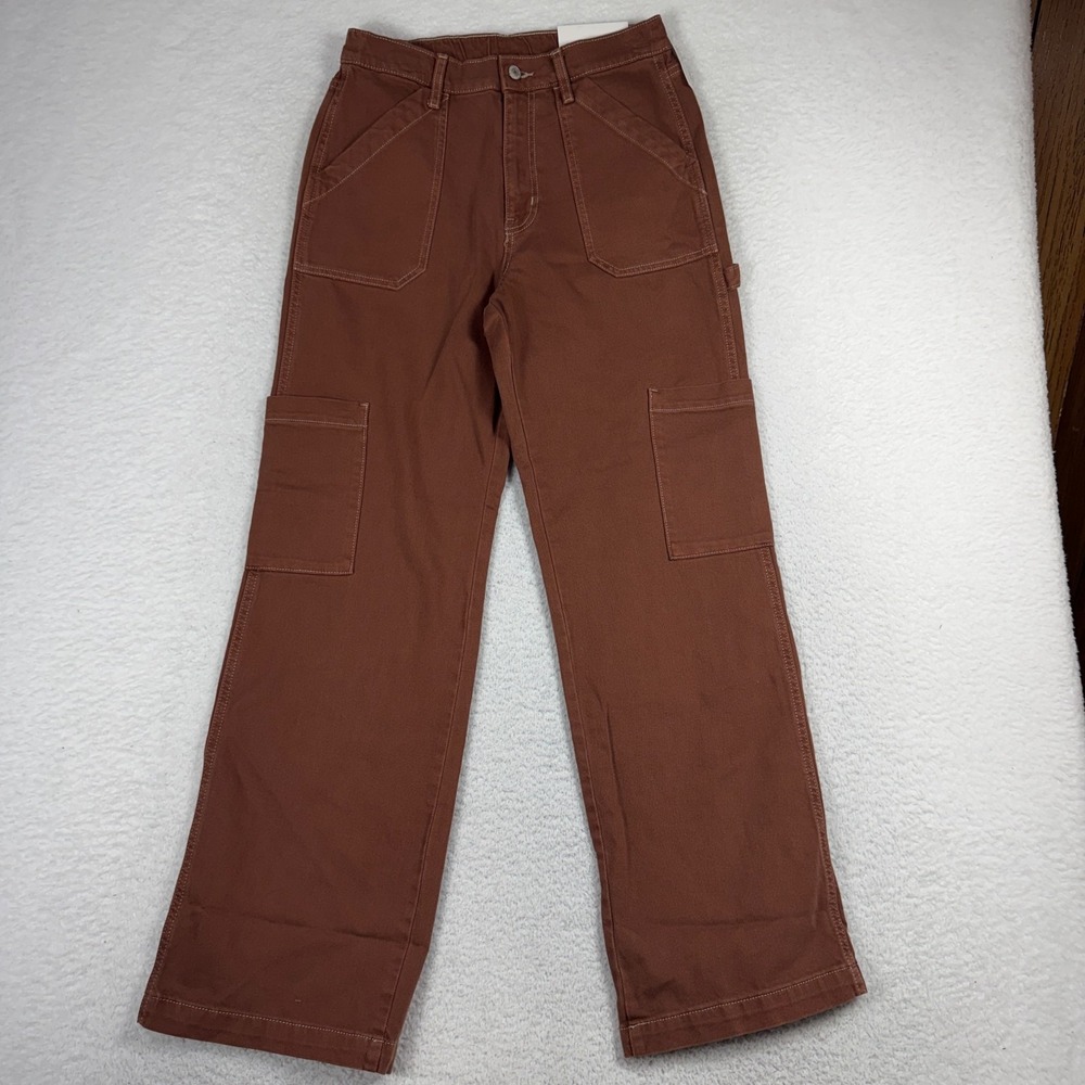 Arizona Skater Jean Women's Cargo Utility 8 (28.5x31) Wide Leg Brown Denim NWT